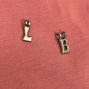 Silver Initial Necklace Bracelet Pendant Charms B L